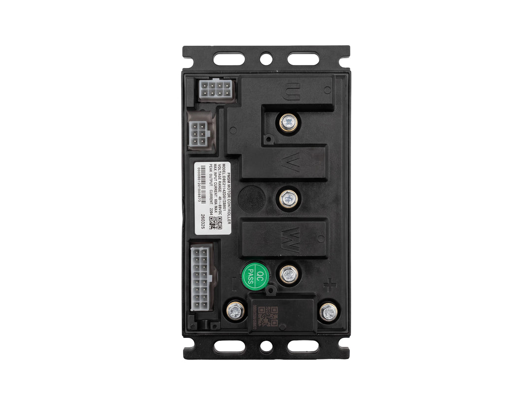 NEXVEY FLASH FOC-220 motor controller with wiring connectors and U, V, W phase terminals on a white background