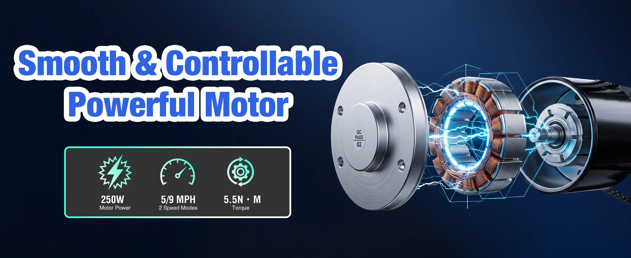 NEXVEY Spark 01 250W electric motor with 5.5 Nm torque and 9 mph top speed
