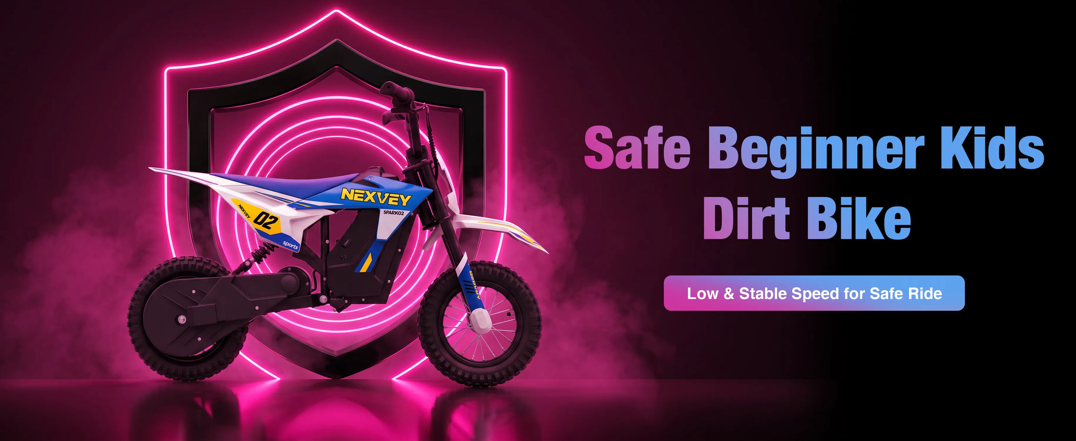 NEXVEY Spark 02 safe beginner electric dirt bike for kids